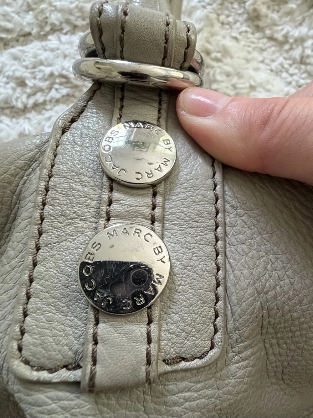 Marc by Marc Jacobs Leather Diaper Bag | 100% Leather | Large Grey